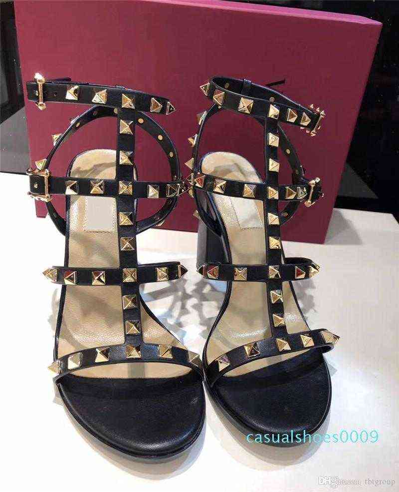 

Luxury Designer Fashion Stud Sandals Genuine Leather Slingback Pumps Ladies Sexy High Heels Rivets Shoe Party Heel C09, Color 8