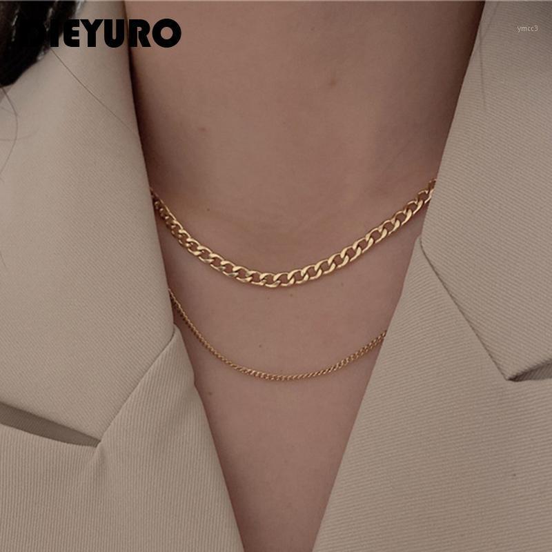 

Chains DIEYURO 316L Stainless Steel Small And Exquisite Minimalist Chain Stacking All-match Street Style Personality Gold Choker Party