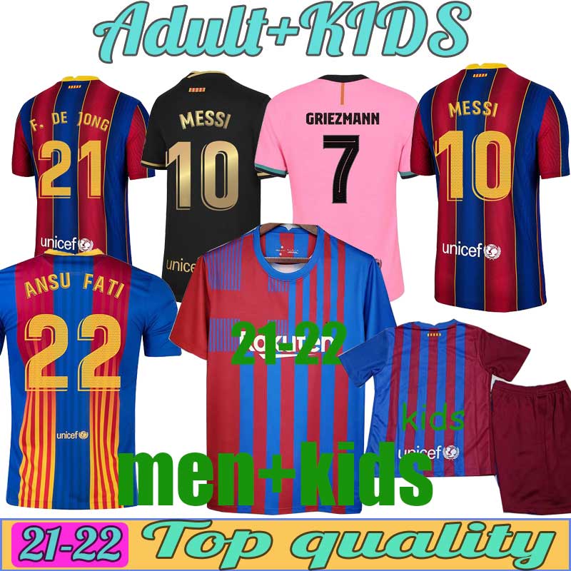 

21/22 BARCA soccer jerseys Messi 2021 ANSU FATI GRIEZMANN BRAITHWAITE PEDRI DE JONG COUTINHO Football shirt Men Women Kids Kit uniform, Gold