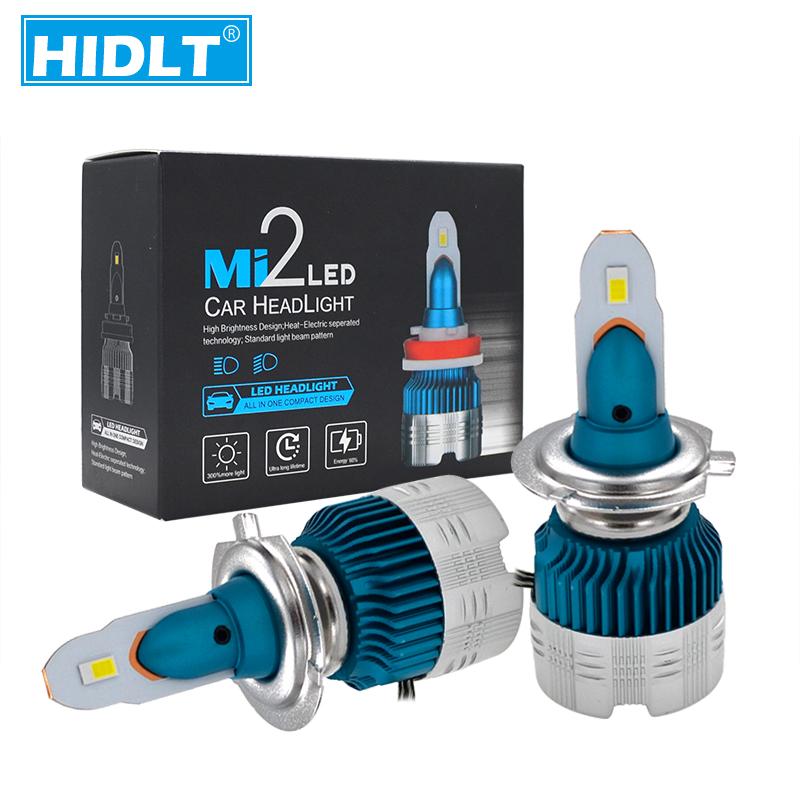 

Car Headlights HIDLT 2PCS 50W 6000LM Mi2 LED Headlight Bulbs H7 H1 H8 H11 9005 9006 H4 Auto Headlamp Light 12V 6500K White Lights