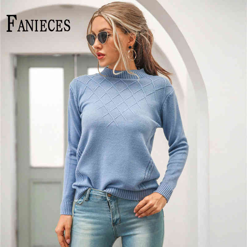 

Autumn Winter Long Sleeve Knitting Sweater Jumper Turtleneck Tops Pullovers Casual Sweaters Women Elastic kobieta swetry 210520, Black