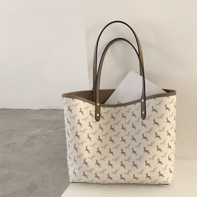 

Shoulder Bags One Big Tote Bag Female 2021 Trendy Large Capacity Fashion Printing Designer Purse For Women, Coffee