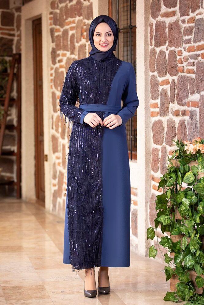 

Ethnic Clothing Navy Blue Women Dress. Elegant And Quality Abaya. Muslim Season Fashion. Four Useable. Made In Turkey. Kaftan