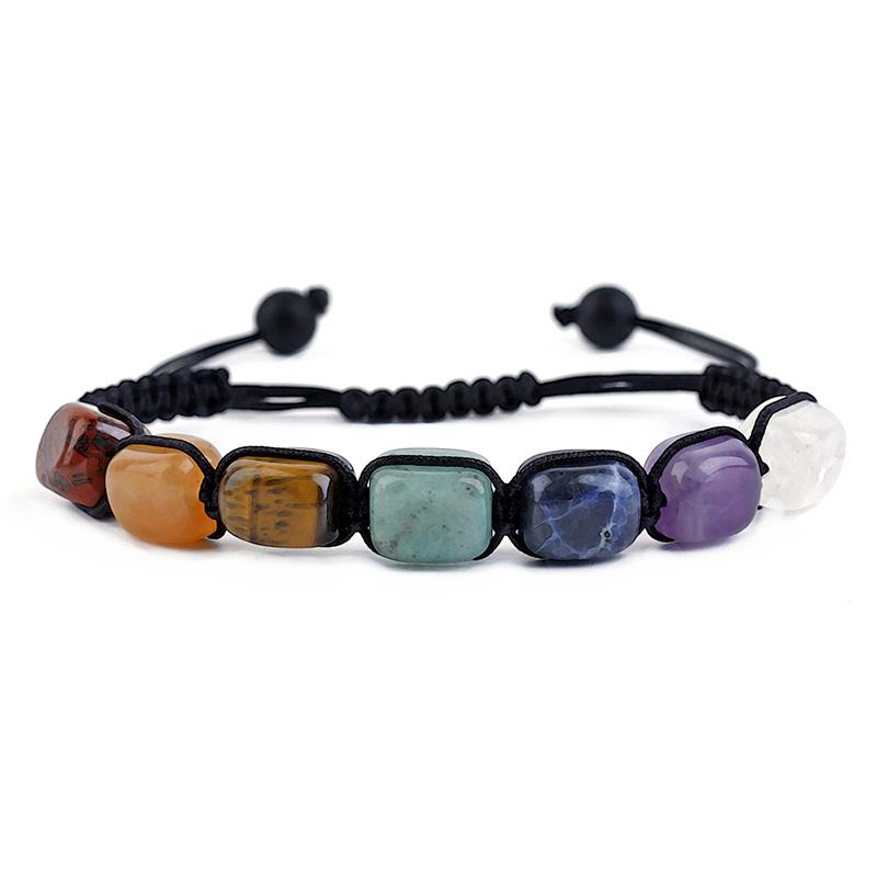 

Beaded, Strands Selling Fashion Handmade Adjustable Irregular Square Seven Chakra Natural Stone Beads Bracelet