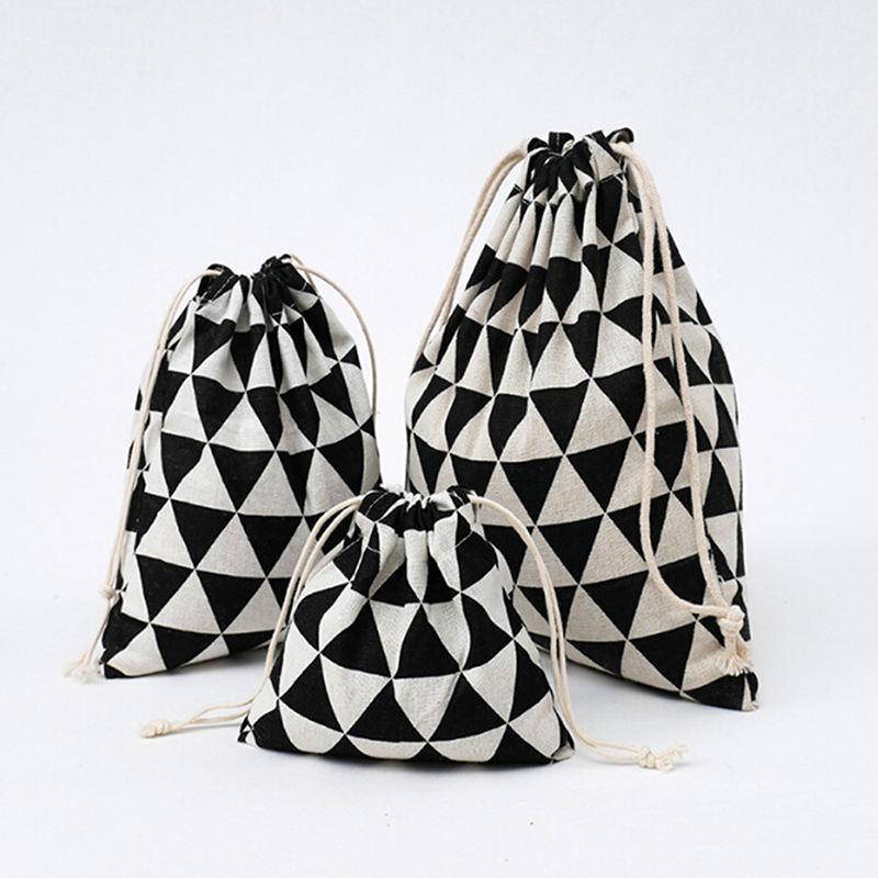 

Storage Bags 3Pcs Bag Drawstring Cotton Linen Gift Candy Tea Jewelry Organizer Makeup Cosmetic Coins Keys