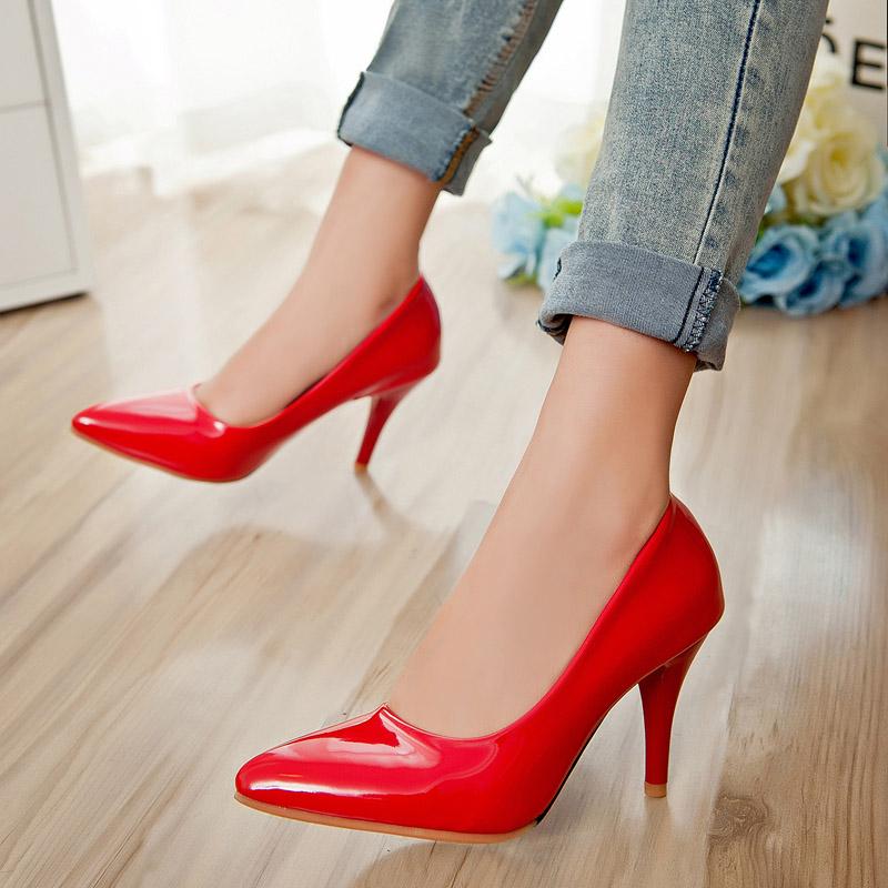 

Dress Shoes LeShion Of Chanmeb Sexy Red Stiletto High Heels Women Patent PU Leather Black Nude Office Pumps High-heeled Shoe Ladies 47, Red stiletto shoes