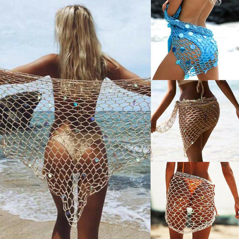 

Women Summer Sexy Net Bikini Cover-Ups Lady Girls Beach Dress Swimwear Lace Crochet Swim Cover Up Bathing Suit Wrap Sarongs
