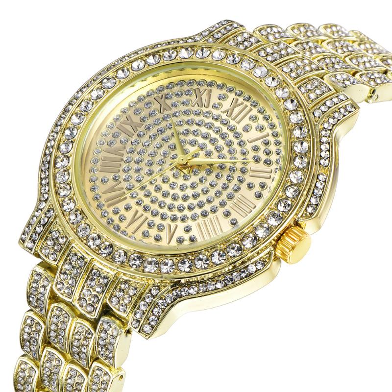 

Wristwatches Lady Fashion Watches With Stainless Steel Diamond Women Wristwatch Sports Quartz Clock Relogio Masculino, Gold