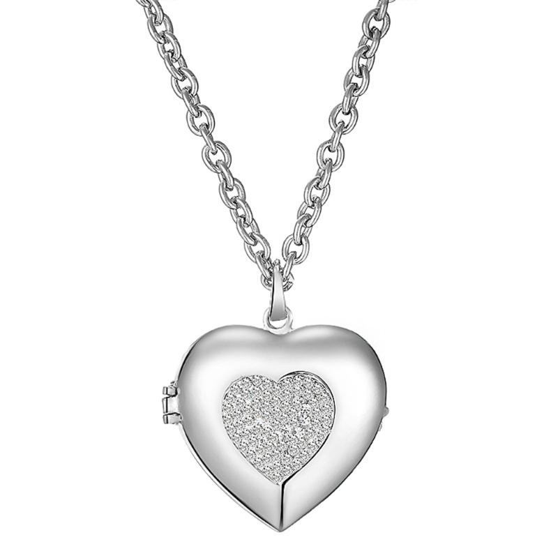 

Pendant Necklaces Silvery Big Heart Unique Metal Locket Pendants Glossy Crystal Rhinestone Jewelry Women Christmas Gifts