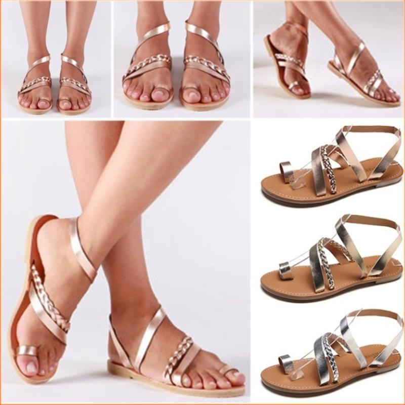 

Summer 2021 Golden Women Shoes Shiny Flat With Party Solid Ladies Sexy Sandals Cross Strap Zapatos De Mujer, Silver
