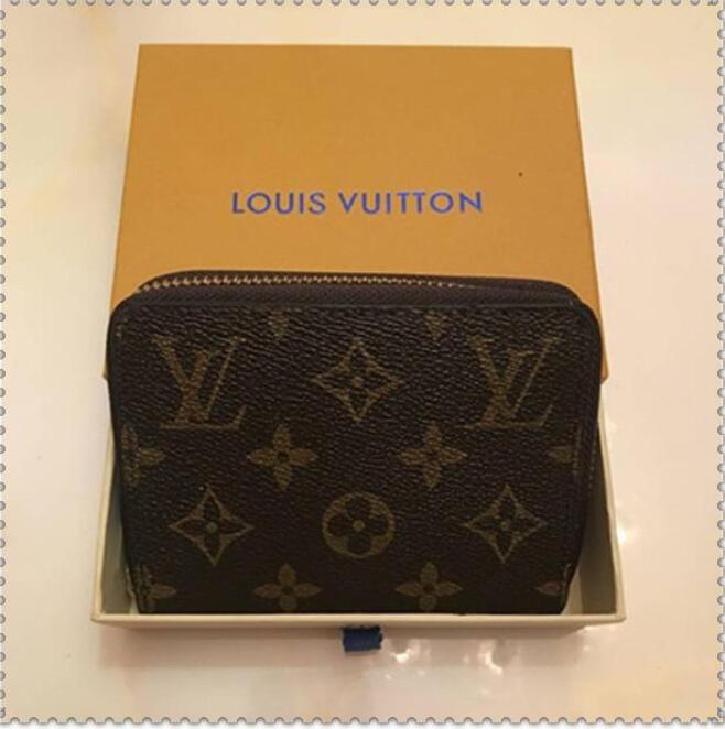 

Fashion LV LOUIS bag VITTON old flower small Single zip wallet classic purse clutch handbag evening bags leather card pa, Red;black