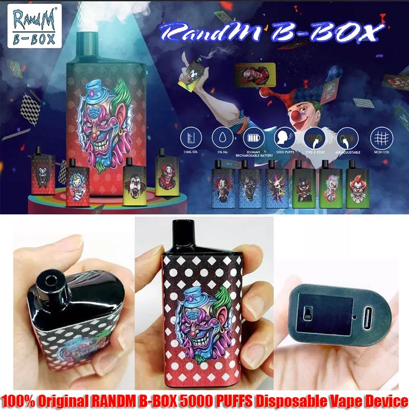 

100% Original RANDM B-Box Disposable Vape Box E Cigarettes 5000 Puffs Mesh Coil Airflow Control Charging Port 850mAh Rechargeable Battery 16