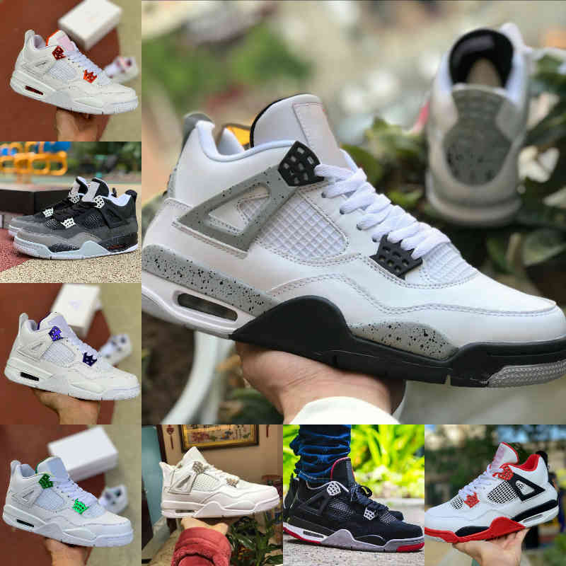 

2021 New Sail 4 Mens Basketball Shoes 4s Cream Deep Ocean Neon Metallic Pack Royalty Cactus Jack White Cement 4s Pure Money Trainers Sports