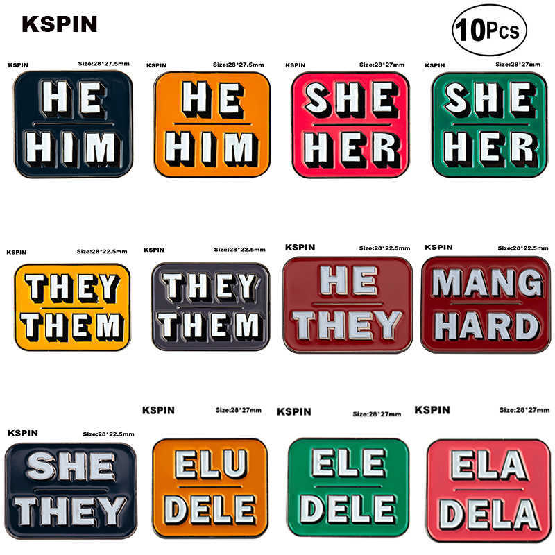 

They Them She Her He Him Badge Lapel Pin Flag badge Brooch Pins Badges 10Pcs a Lot
