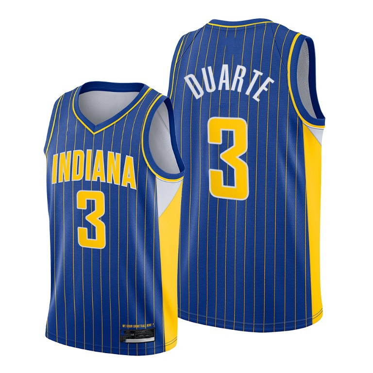 

2021 Draft 3 Chris Duarte Basketball IndianaPacersMen Blue Yellow Jerseys Edition City