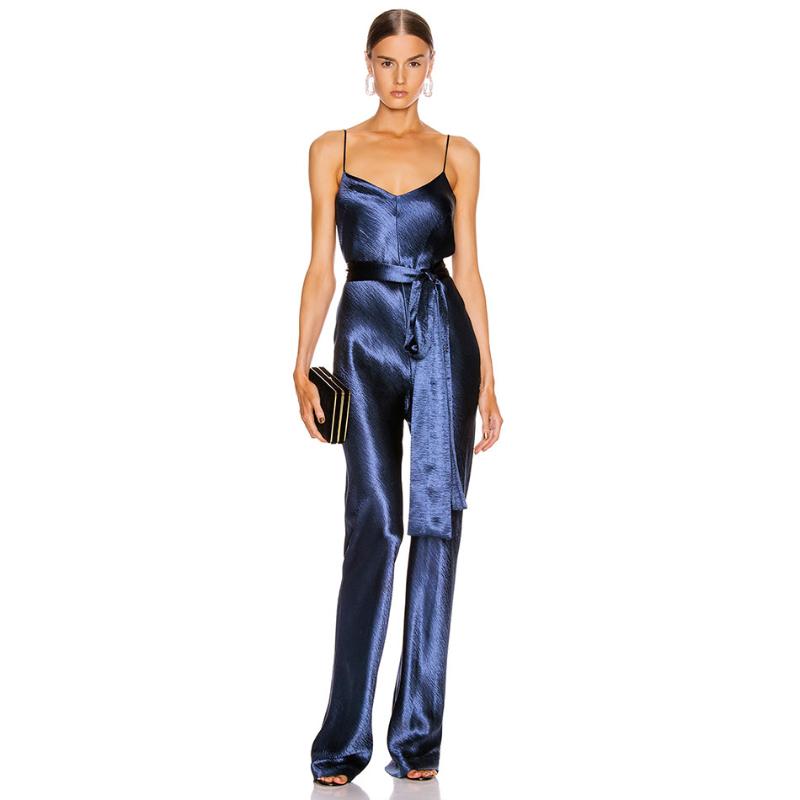 

Women's Jumpsuits & Rompers ADYCE 2021 Women Jumpsuit Romper Bodycon Playsuit Clubwear Long Trousers Party Sleeveless Blue V Neck Womens