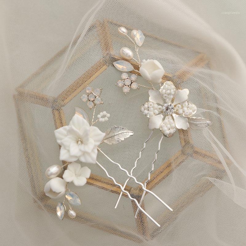 

Handmade Ceram Flower Freshwater Pearls Bridal Hair Pin Wedding Sticker Women Bridesmaids Jewelry Accessories Clips & Barrettes, Golden;silver