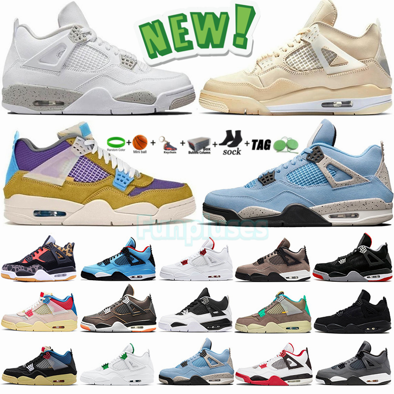 

2021 Jumpman 4 Men Basketball Shoes 4s University Blue Tech White Oreo Unions Sail Black Cat Noir Paris What The Womens Trainers Sports Sneakers Size 13 With Box, 22