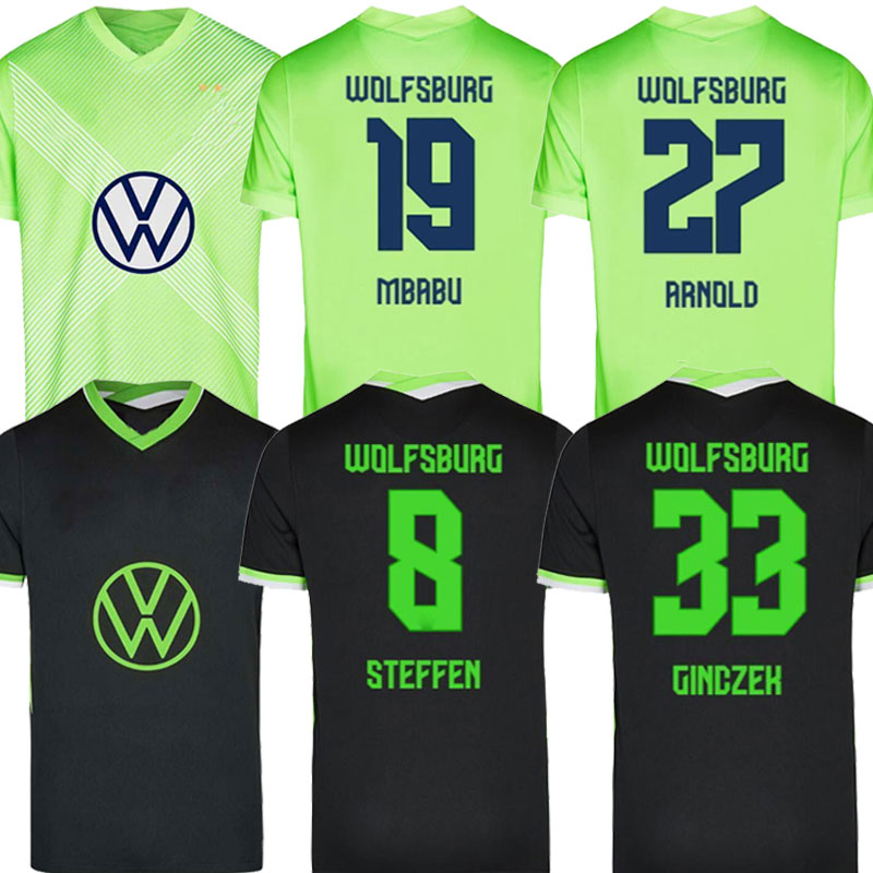 

20/21 VfL Wolfsburg soccer jersey Home GINCZEK STEFFEN shirts Away MBABU BROOKS ARNOLD WEGHORST football uniform shirt kids suit set MEN, Black;yellow