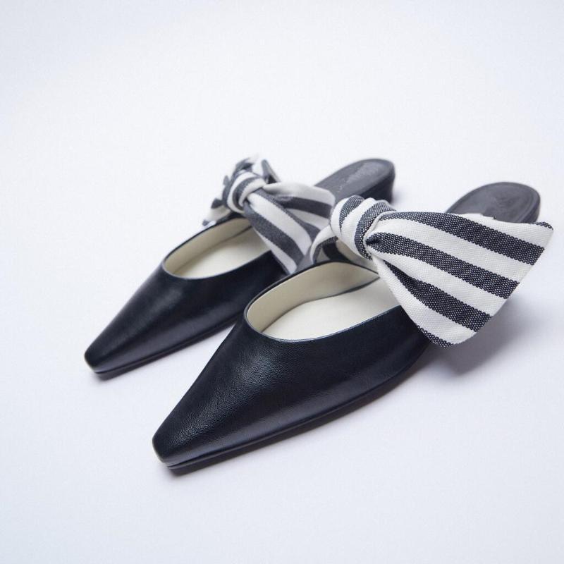

Slippers Beige Heeled Sandals Mules For Women 2021 Shoes Summer Luxury Slides Low Square Toe Gingham Pantofle Butterfly-Knot Bla