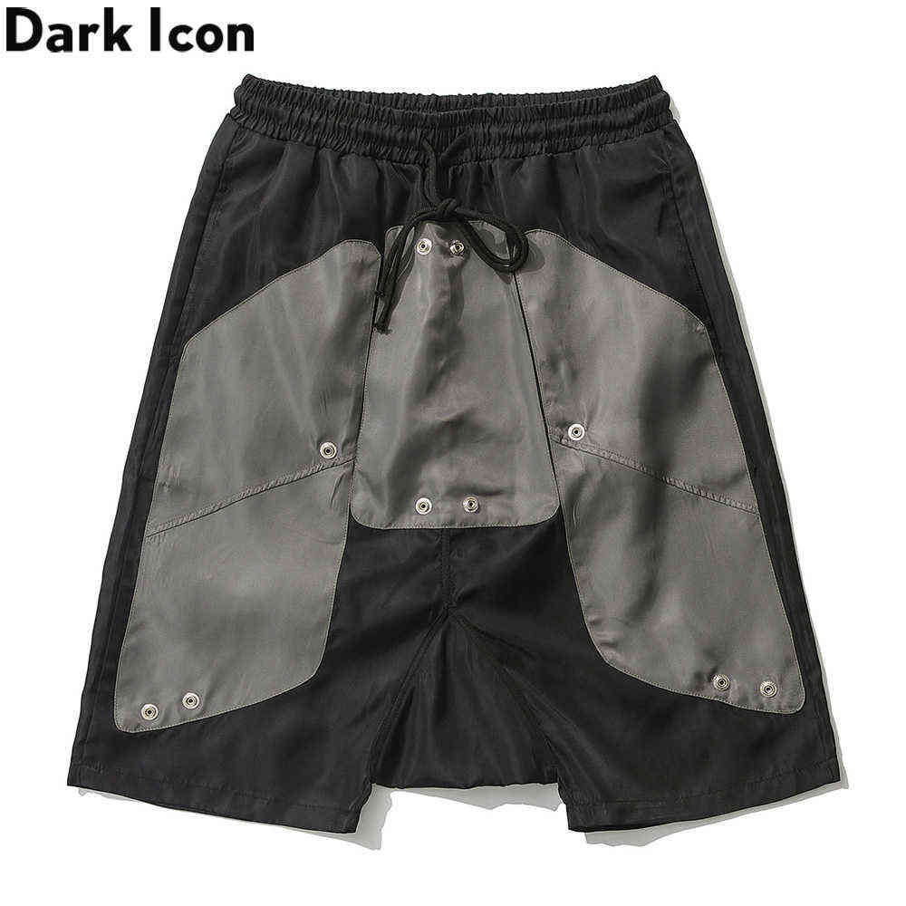 

Drop Crotch Baggy Shorts Men High Street Fashion Color Block Patchwork Men's Shorts 210603, Black