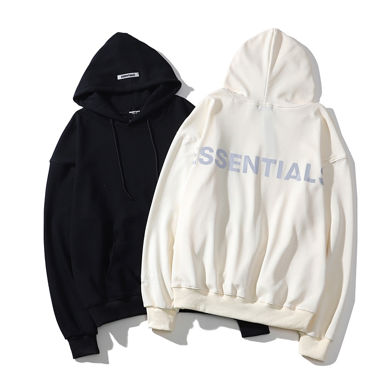 

Feel of God fog essentials double track high street loose Kanye letter reflective Hoodie, Black