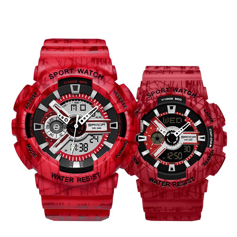 Wristwatches SANDA Men's Brand Sports Watch Couple Military Army Men Camouflage Luxury Strap Waterproof LED Digital Quartz-image-722564639