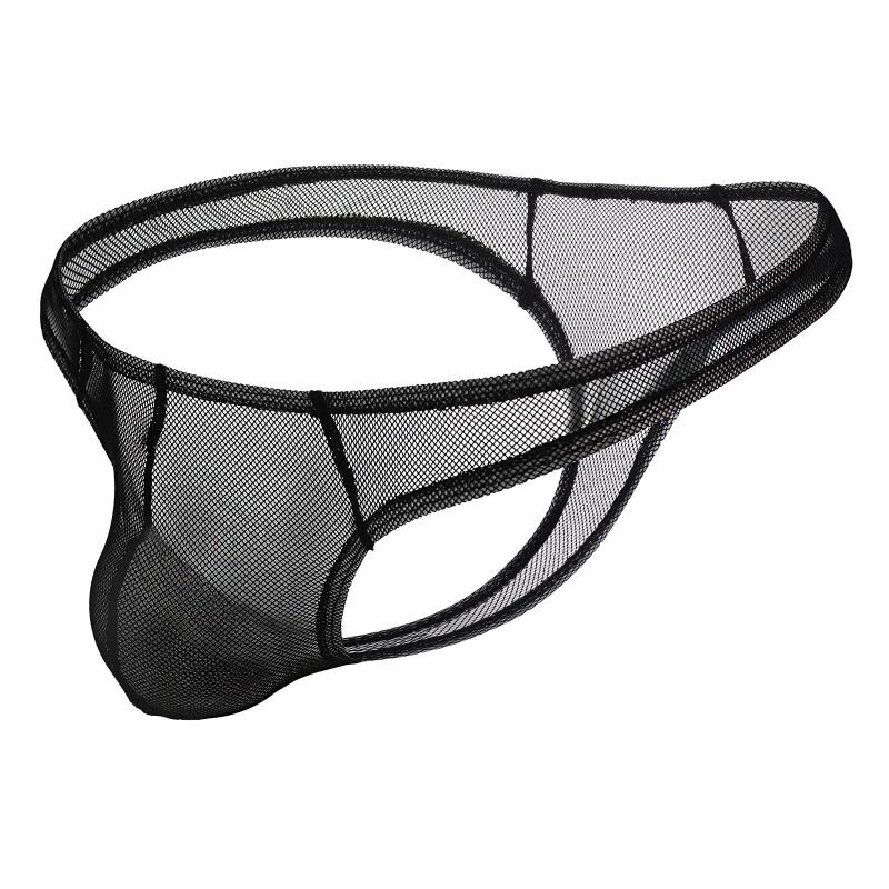 

Underpants Sexy Mesh Men' Panties Breathable Gay Mens Underwear Middle Waist Jockstrap Thongs Sissy Lingerie Male Briefs, Black