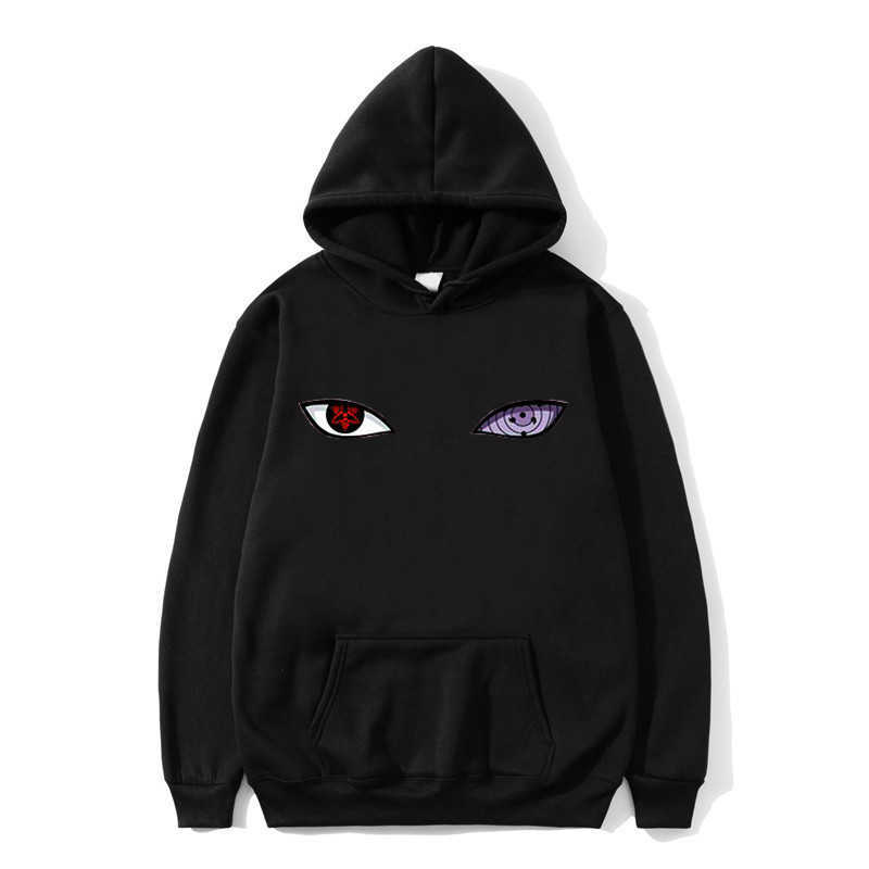 

2021 New Arrival Harajuku Anime Hoodies Men/Women Uchiha Uzumaki Hatake Eyes Printing Pullover Sweatshirt Hip Hop Streetwear X0601, Black