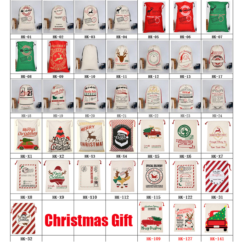 

Christmas Gift Bag with Reindeer Santa Claus Sack Cotton Environmental Protection Bundle Mouth Canvas Moose Xmas Package Decorations for New Year kids
