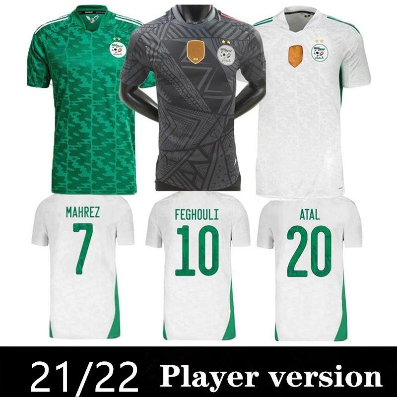 

Player version Maillot Algerie 2021 Soccer Jersey Home Away MAHREZ BOUNEDJAH FEGHOULI BENNACER ATAL 20 21 Algeria de Foot, Black;yellow