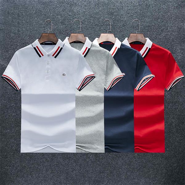 

2021 Business Casual Polo shirt tshirt Men Sleeve Stripe Slimmer Manly Society Men's Fashion Checked Five color chooes M-3XL#T20, White