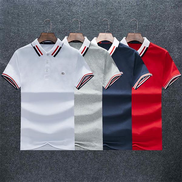 

2021 Business Casual Polo shirt tshirt Men Sleeve Stripe Slimmer Manly Society Men's Fashion Checked Five color chooes M-3XL#T20, White;black