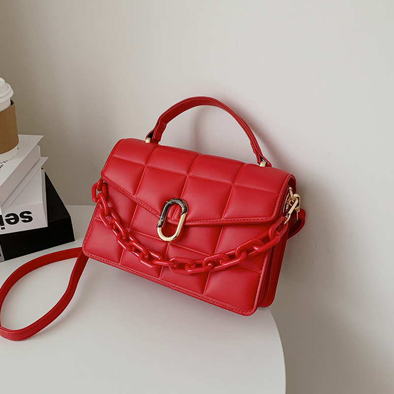 

2021 Handbags Bag Shoulder New The Chain Of Korean Diamond Square Strap Fashion Small Wide Messenger Versi Henpa