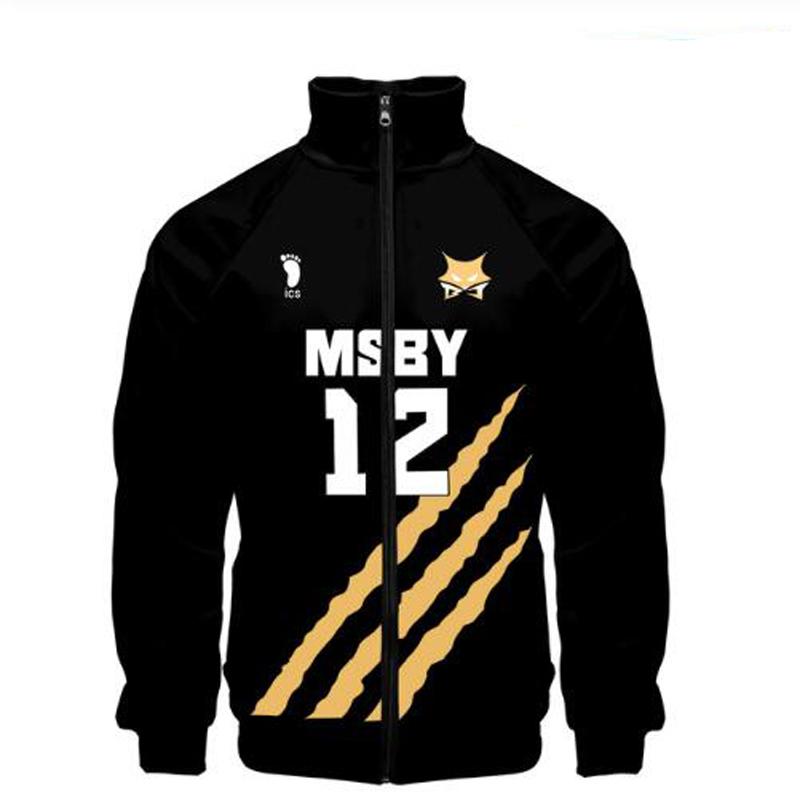 

Men's Jackets Men Autumn/Winter Cardigan Stand Collar Zipper Baseball Jacket Anime Haikyuu Cosplay Costume Msby Black Jackals Volleyball, Black;brown