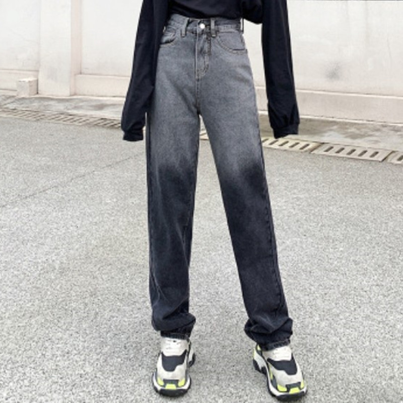 

women's jeans jeans high-legged, blue streetwear vintage fashion harajuku slacks straight y7b8