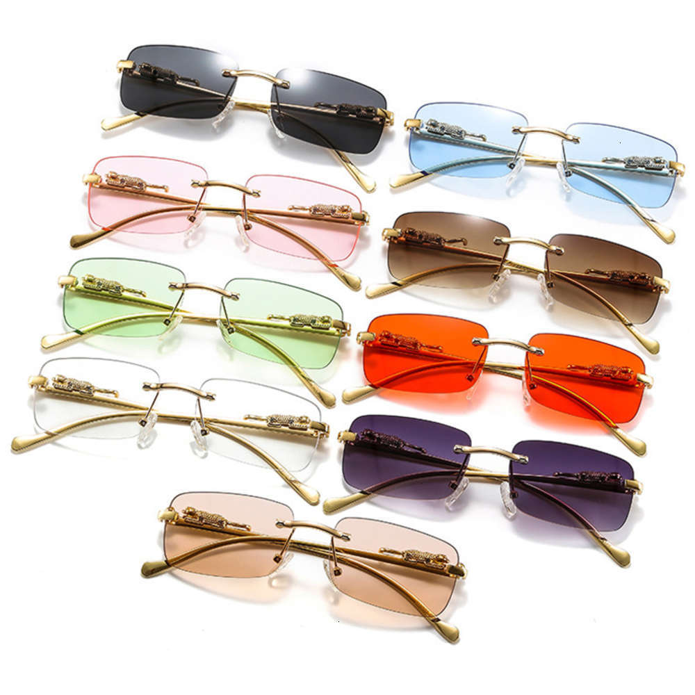 

sunglasses So & Eggs Mode Random Rectangle Women Retro Cheetah Decoration Clear Ocean Lens Eyewear Men Sunglasses Shades UV400, Black