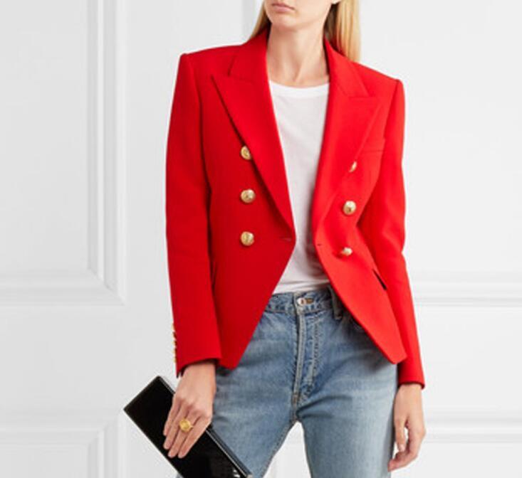 

Women's Suits & Blazers High quality design red colour trespassed blazer woman's Moda slim short S-XXL size