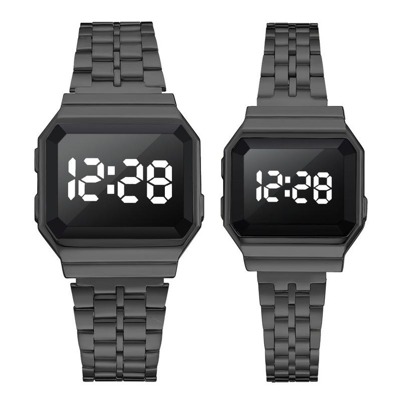 

Wristwatches Unisex Fashion Lovers Digital Watch For Men Women Stainless Steel LED Electronic Couple Watches Set Luxury Female Wristwatch, Gold small