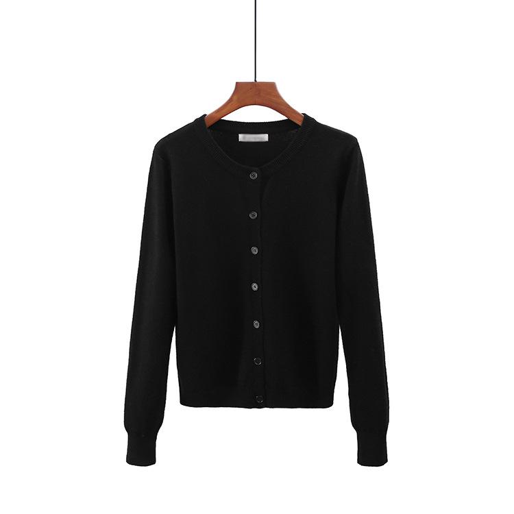 

Women's Sweaters Women Knitted Sweater Cardigan Korean Style Black Slim Thick Long Sleeve Winter Clothing Knitwear Viscose Ladies Tops