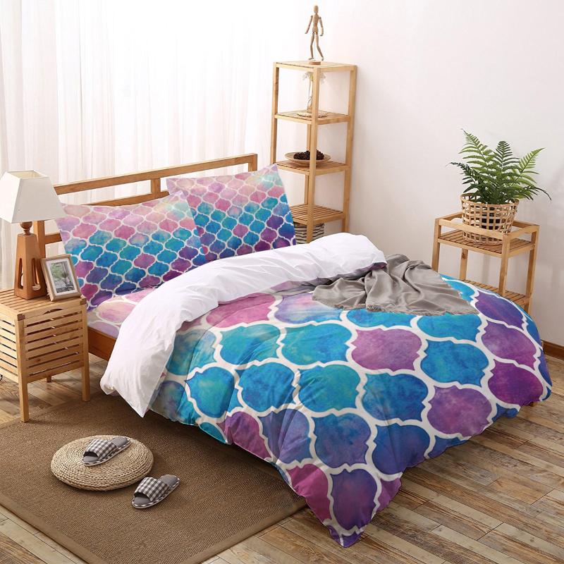 

Bedding Sets Morocco Plaid Colorful Fashion Duvet Cover King Queen Kids Boys Girls Bed Set Quilt Comforter Covers, As pic