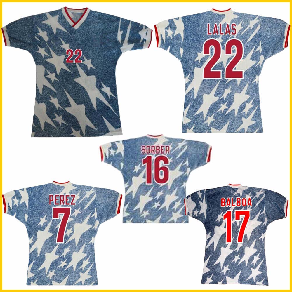 

1994 American retro away soccer jersey 94 Lalas JONES SORBER BALBOA PEREZ vintage classic old football shirt, 1994 away