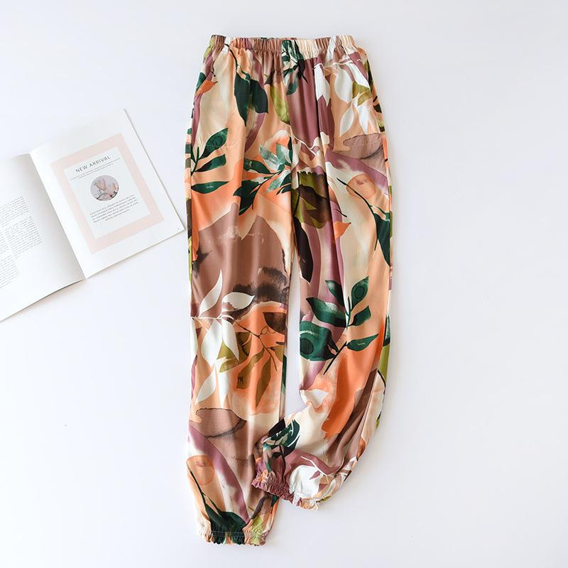 

Women's Sleepwear Viscose Pants Sleep Bottoms Casual Print Flower Pajamas Women Sleewpear Pyjamas Soft Intimate Lingerie Pijamas Nightwear, Starry sky pants