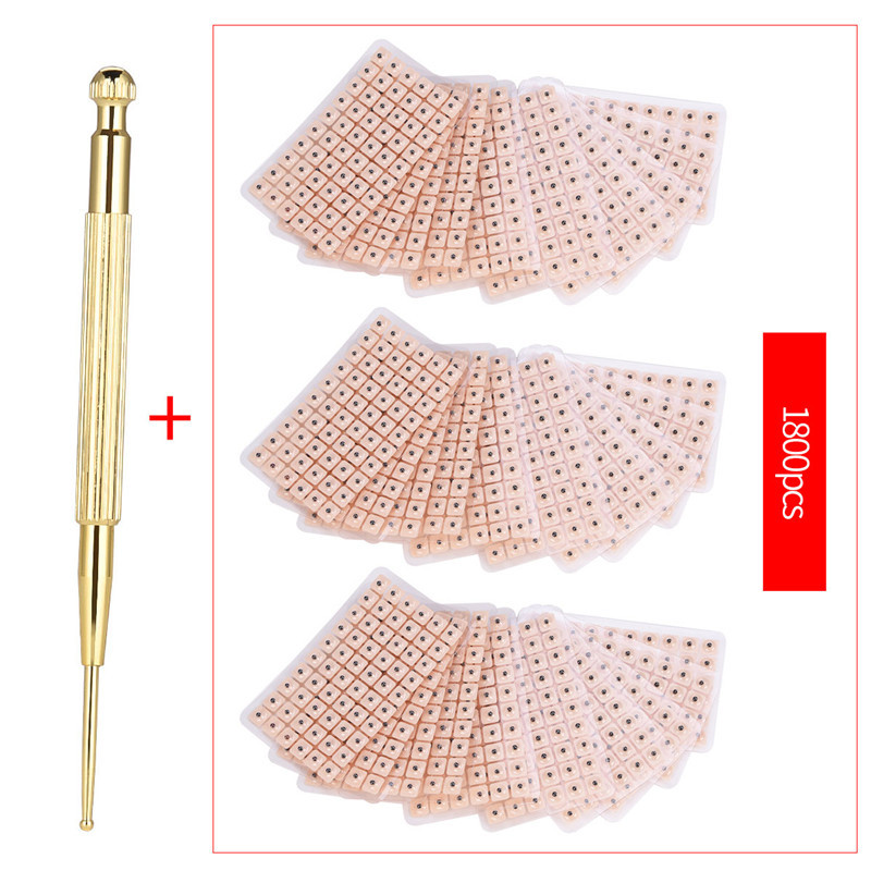 

Portable Ear Press Point Pen Massager Probe+1800Pcs Auricular Ear Auriculotherapy Vaccaria Auricular Therapy Ear Seeds Sticker X0426