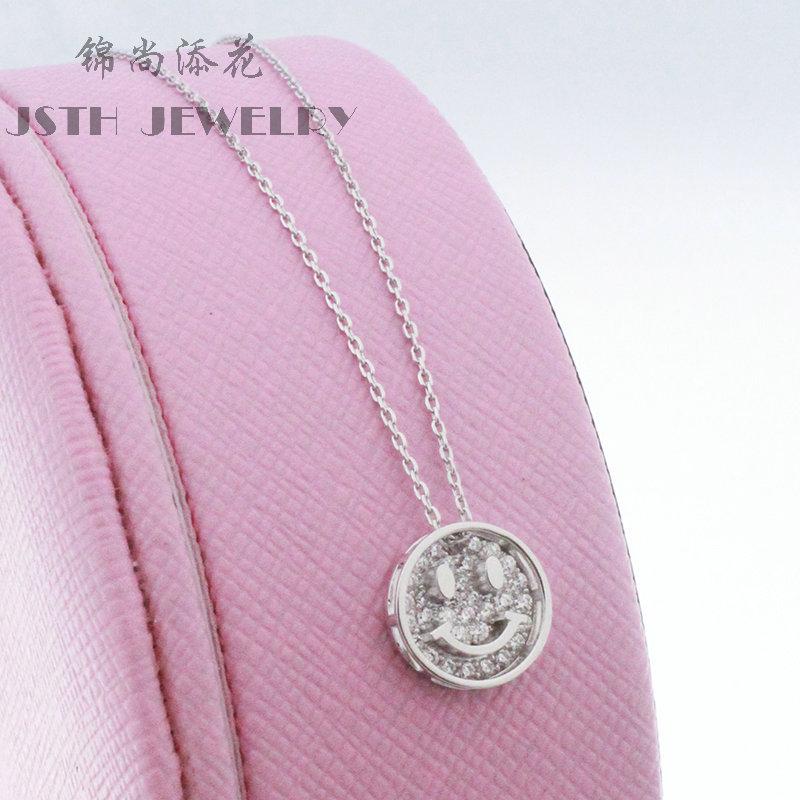 

Chains JSTH S925 Sterling Silver Summer Smile Collection Pendant French Retro Neckle Smiling Collarbone Chain Ladies C141C0099