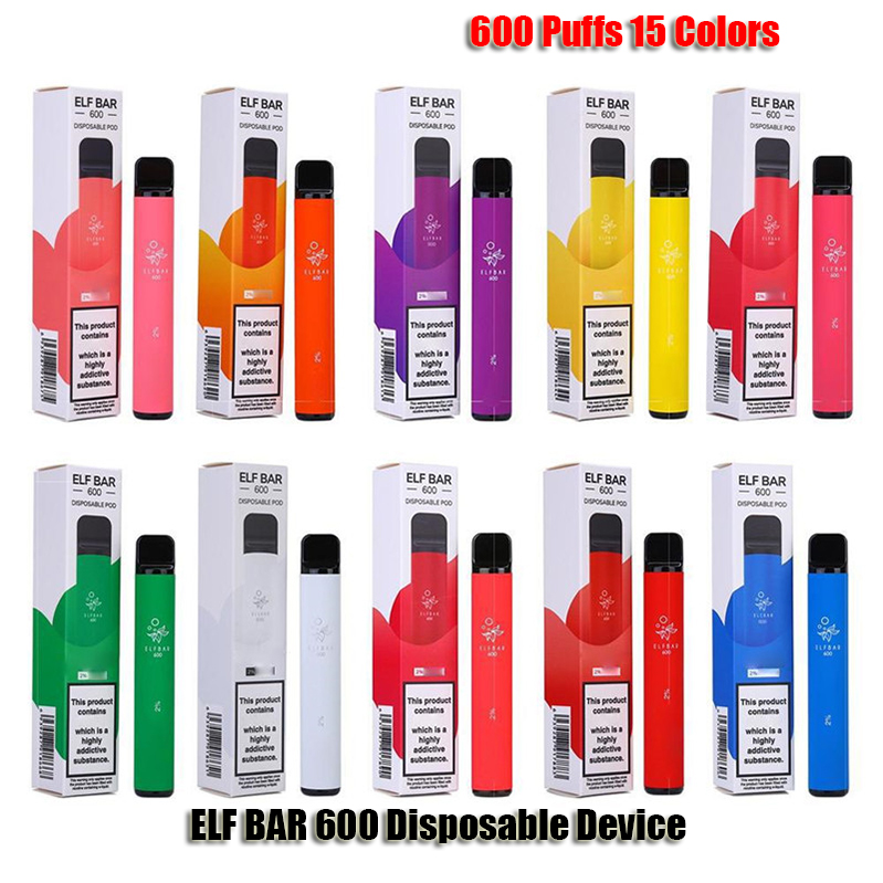 

Elf Bar 600 Disposable E Cigarettes Device Pod Kit 600Puff 550mAh Battery 2ml Prefilled Cartridges Vape Pen VS Lux Bang XXL 1500