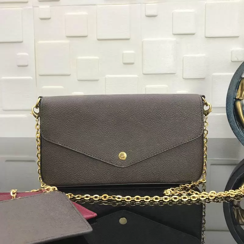 

High quality brand vintage luxury designer hobo women shoulder bag silver chain Tote clutchbag handbag POCHETTE FeLICIE with removable, Mon0gram red