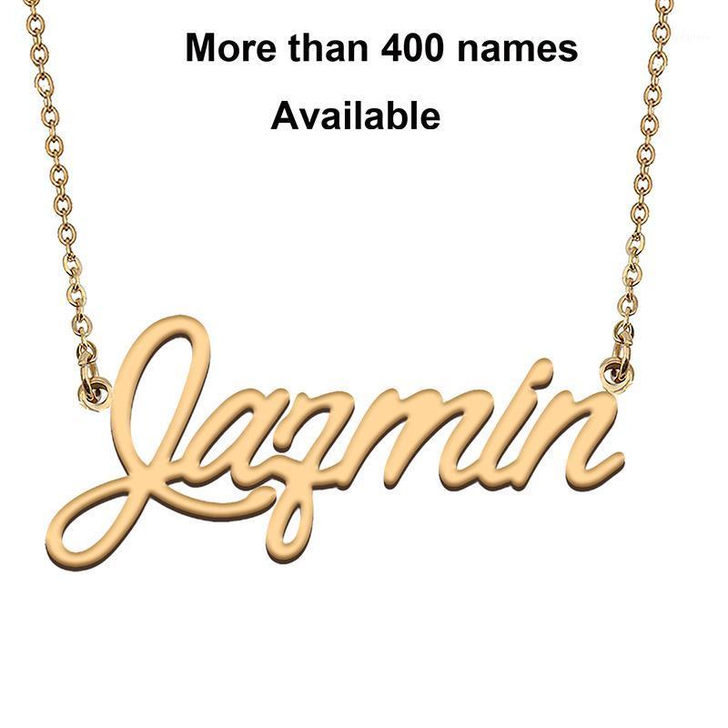 

Chains Cursive Initial Letters Name Necklace For Jazmin Birthday Party Christmas Year Graduation Wedding Valentine Day Gift