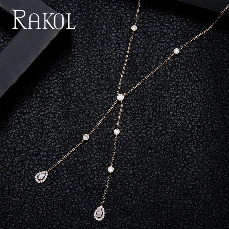 

Pendant Necklaces RAKOL Women Boho Gold Beach Bikini Bib Zirconia Crystal Wedding Summer Dress Backdrop Choker Necklace Jewelry, Silver