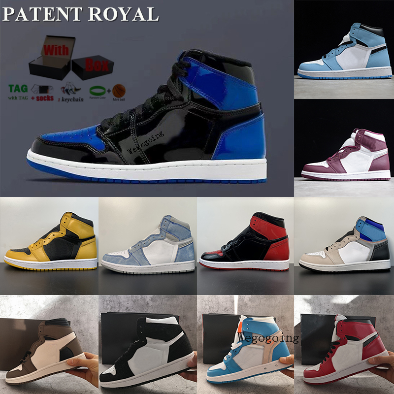 

Jumpman 1 Basketball Shoes Patent Royal Seafoam University Blue High OG Dark Mocha Mens Sneakers 1s UNC Bordeaux Womens Sports Trainers Size 13 With Box